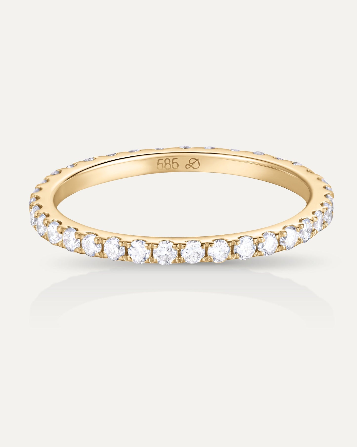 Bague d'alliance pavée en or jaune recyclé 14 carats et diamant de synthèse