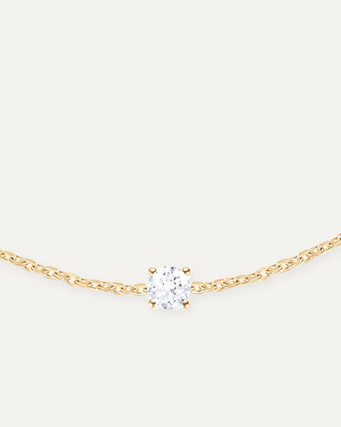 Bracelet un diamant en or jaune recyclé 14 carats et diamant de synthèse