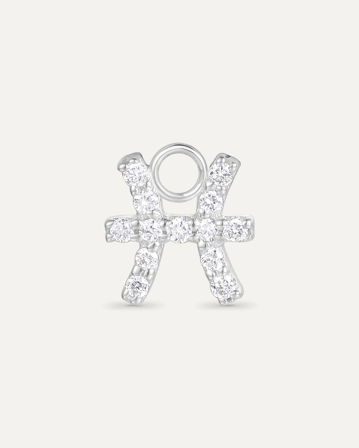 Charm Signe astrologique Poisson en or blanc recyclé 14 carats et diamant de synthèse