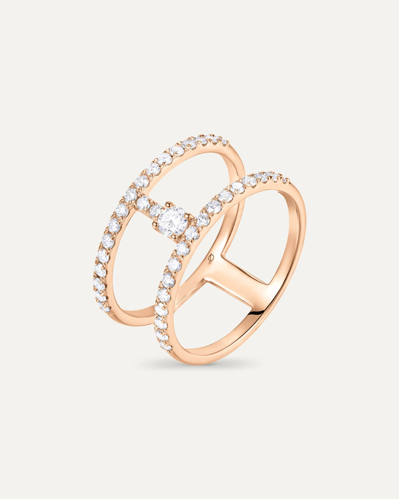 Bague Must Pavée Deux Rangs