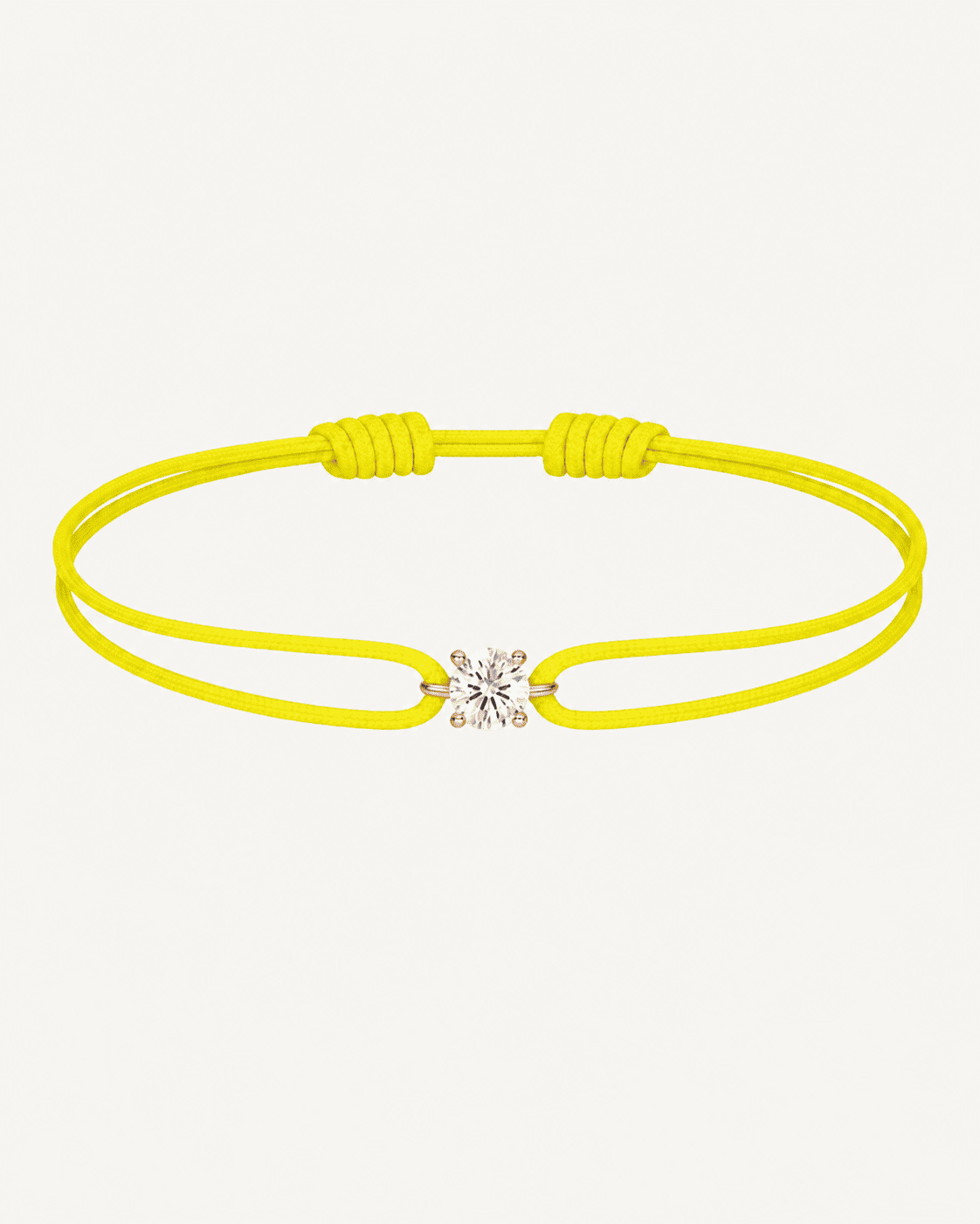 Bracelet cordon jaune diamant 0,15 carat en or massif rose, ajustable D–E VS+