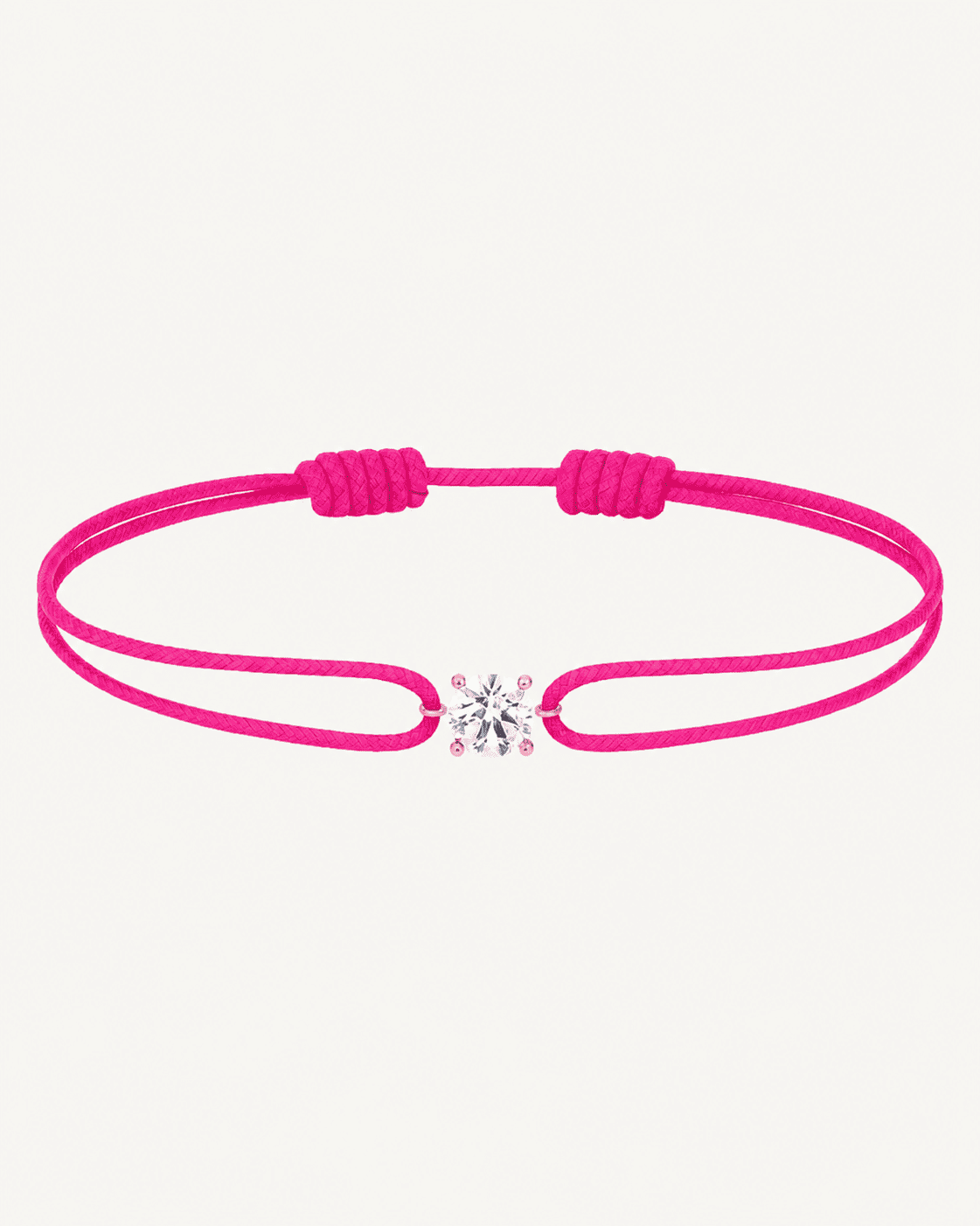 Bracelet cordon rose diamant 0,15 carat en or massif rose, ajustable D–E VS+