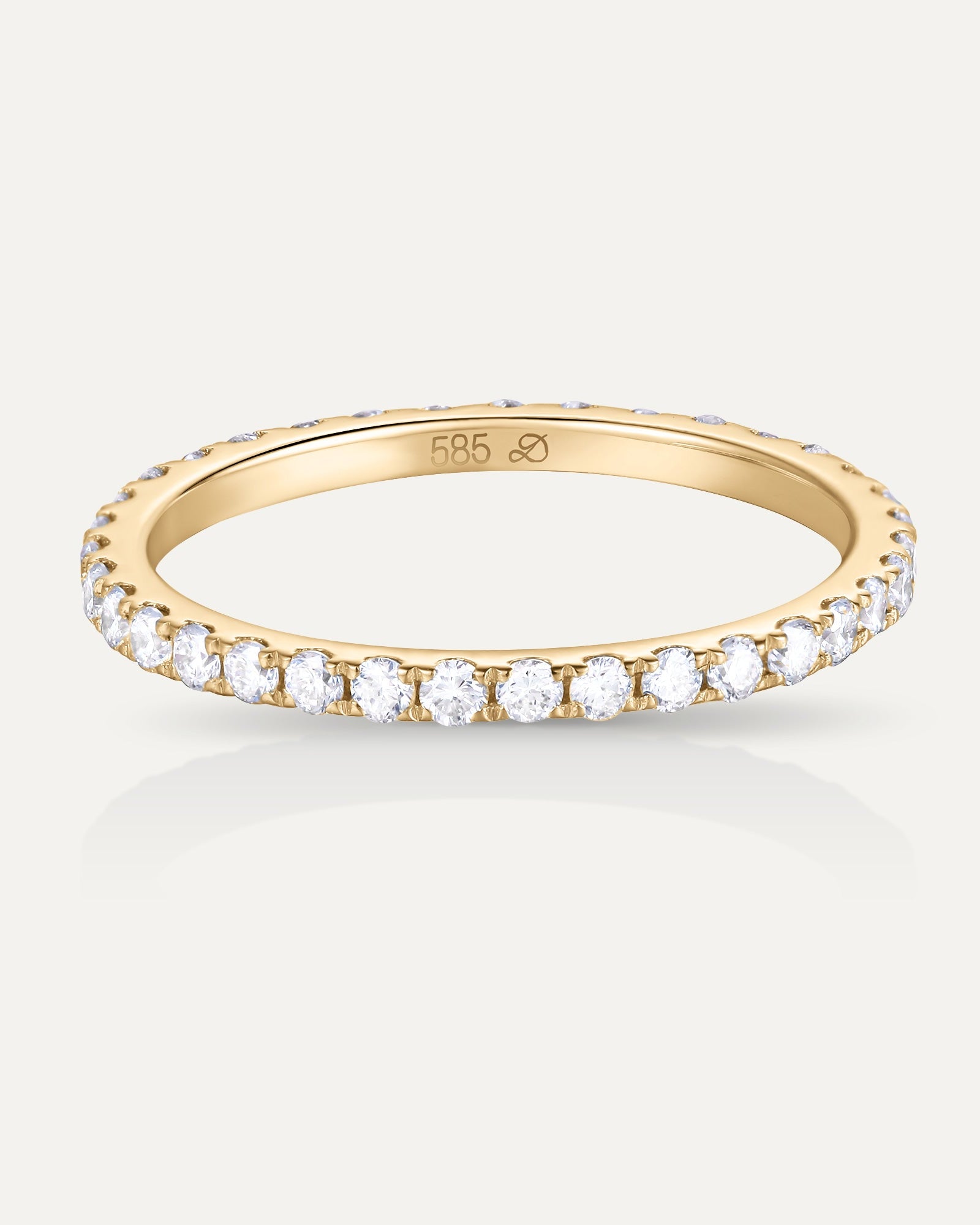 Bague  d'alliance pavée en or jaune recyclé 14 carats et diamant de synthèse