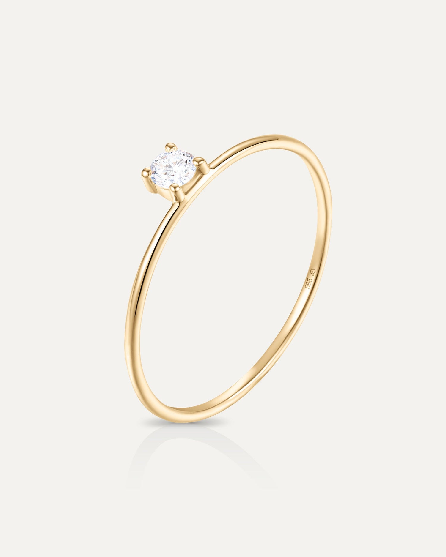 Bague solitaire un diamant en or jaune recyclé 14 carats et diamant de synthèse