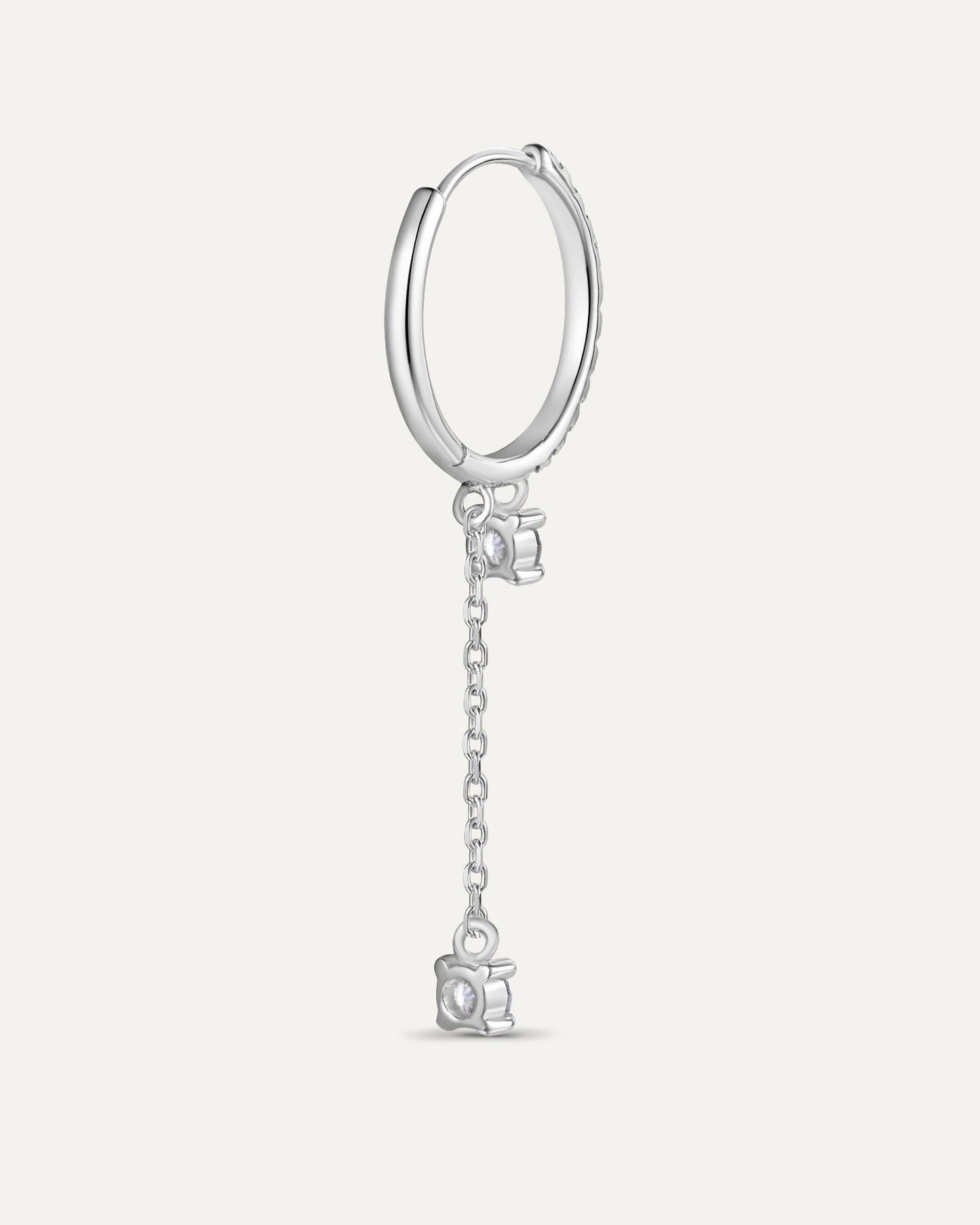 Créole pavée chaîne en or blanc recyclé 14 carats et diamant de synthèse