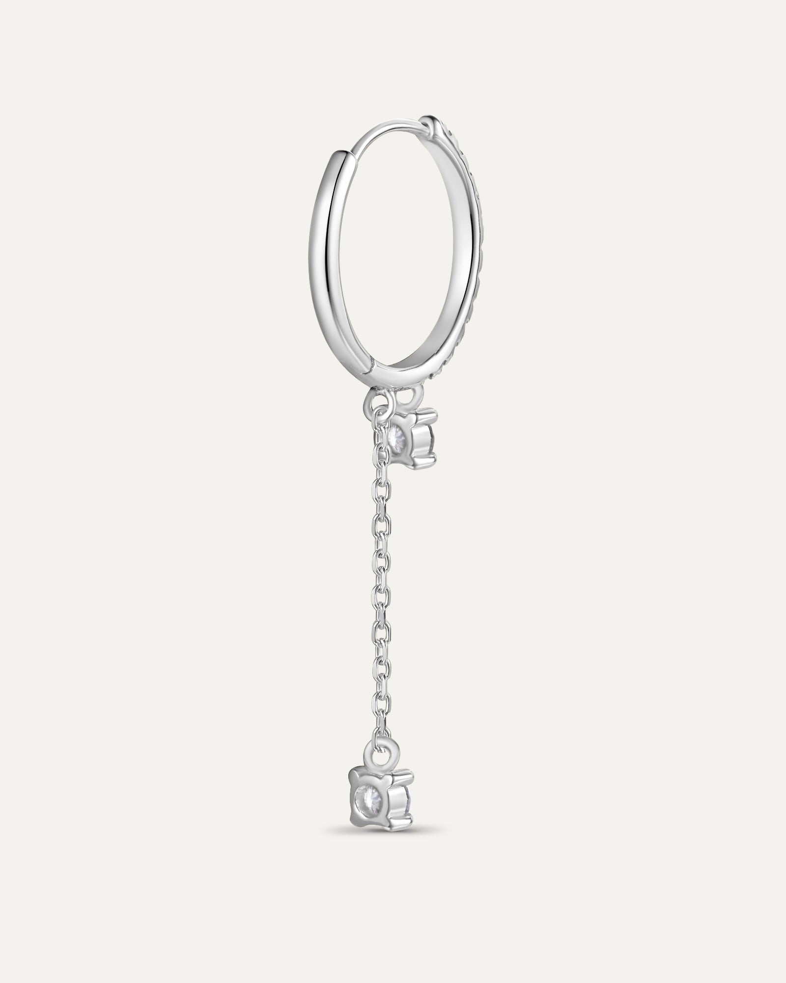 Créole pavée chaîne en or blanc recyclé 14 carats et diamant de synthèse