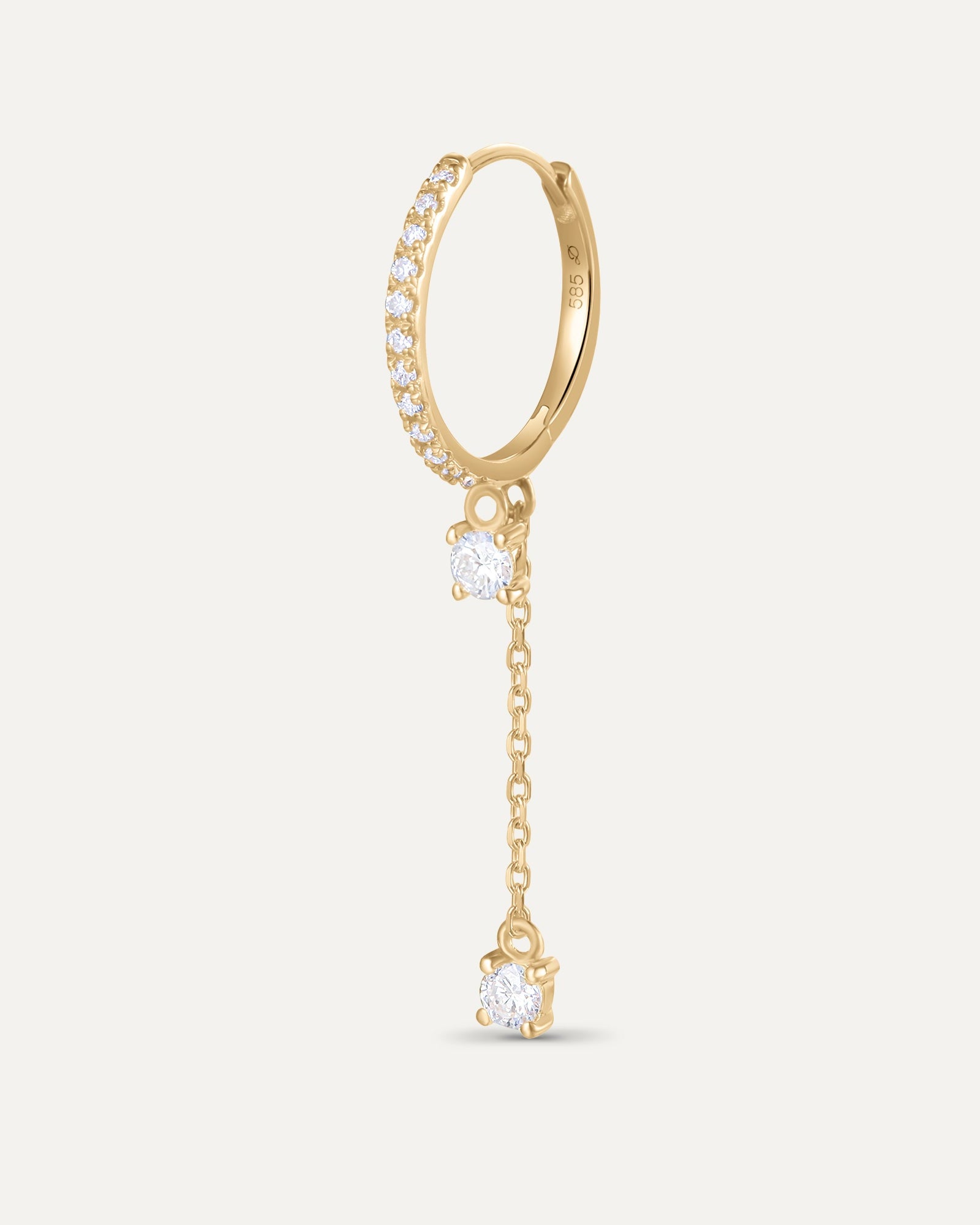 Boucle d'oreille pavée chaîne en or jaune recyclé 14 carats et diamant de synthèse