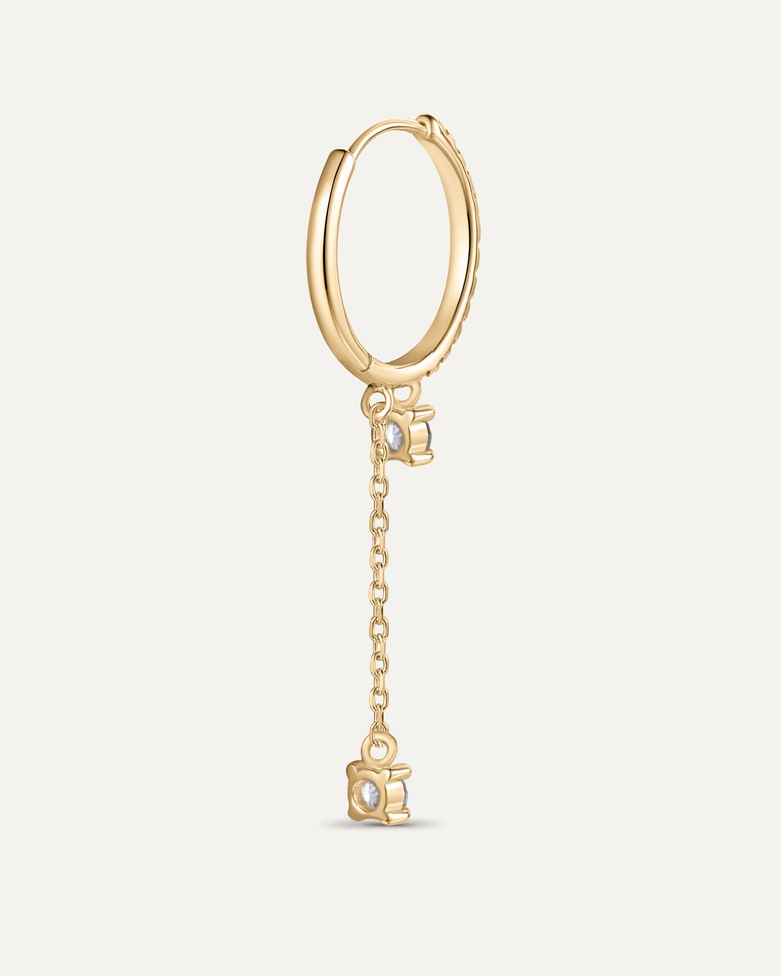 Créole pavée chaîne en or jaune recyclé 14 carats et diamant de synthèse