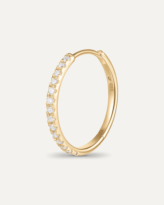 Créole pavée en or jaune recyclé 14 carats et diamant de synthèse