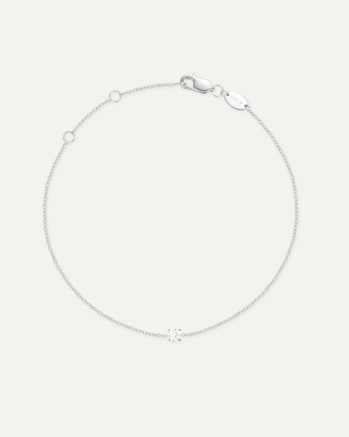 Bracelet un diamant en or blanc recyclé 14 carats et diamant de synthèse 1