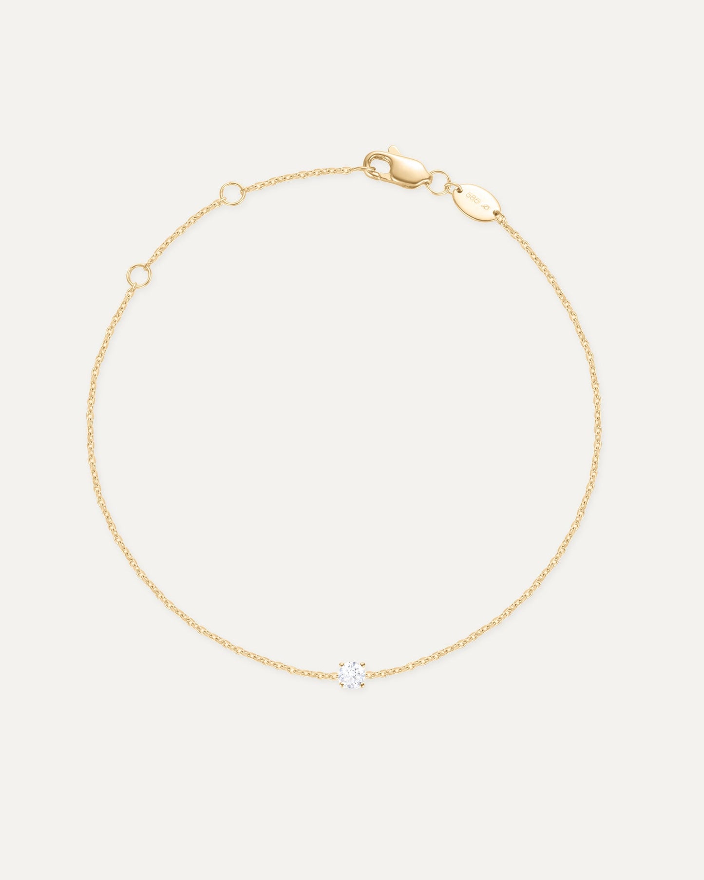 Bracelet un diamant en or jaune recyclé 14 carats et diamant de synthèse 1