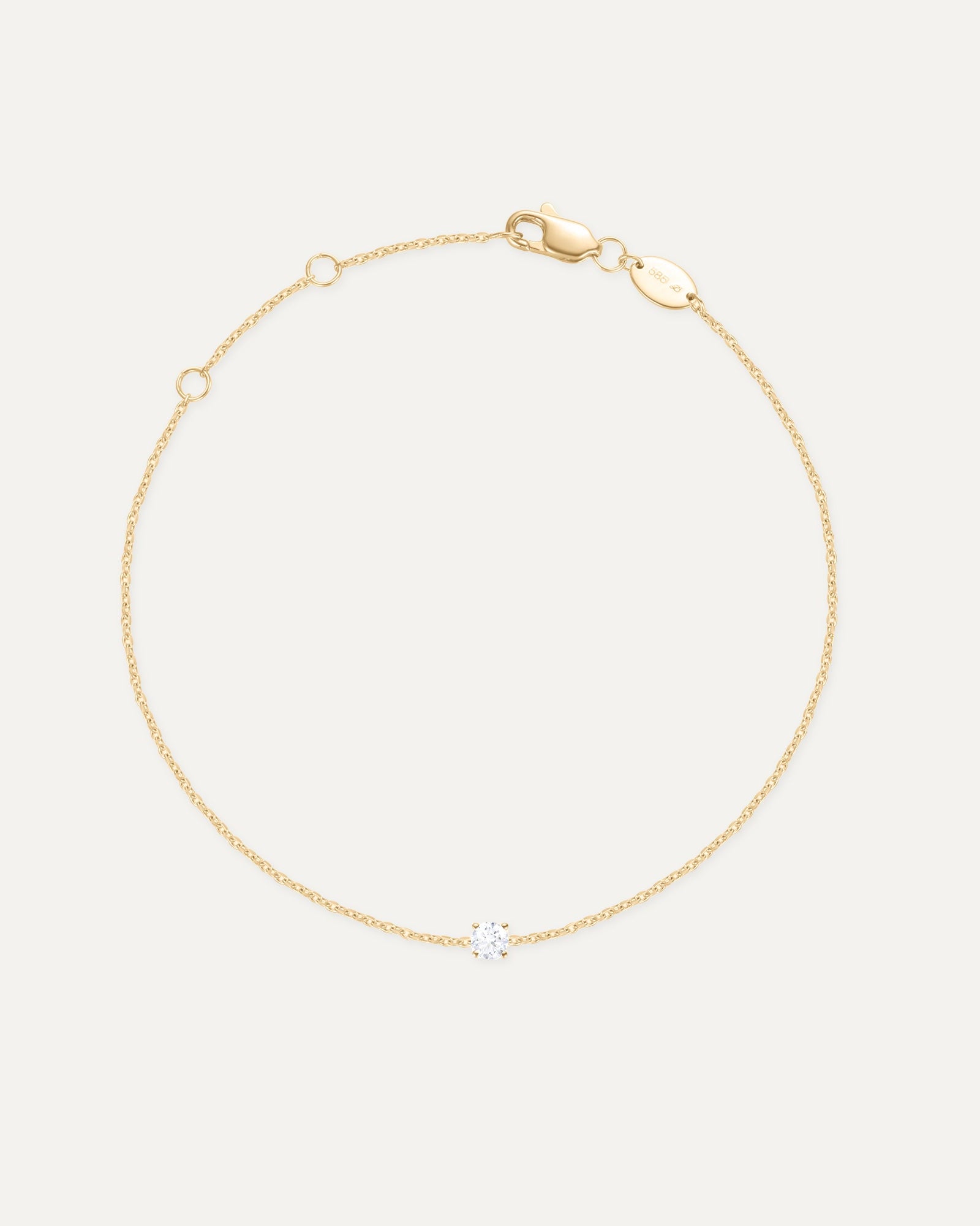 Bracelet un diamant en or jaune recyclé 14 carats et diamant de synthèse 1