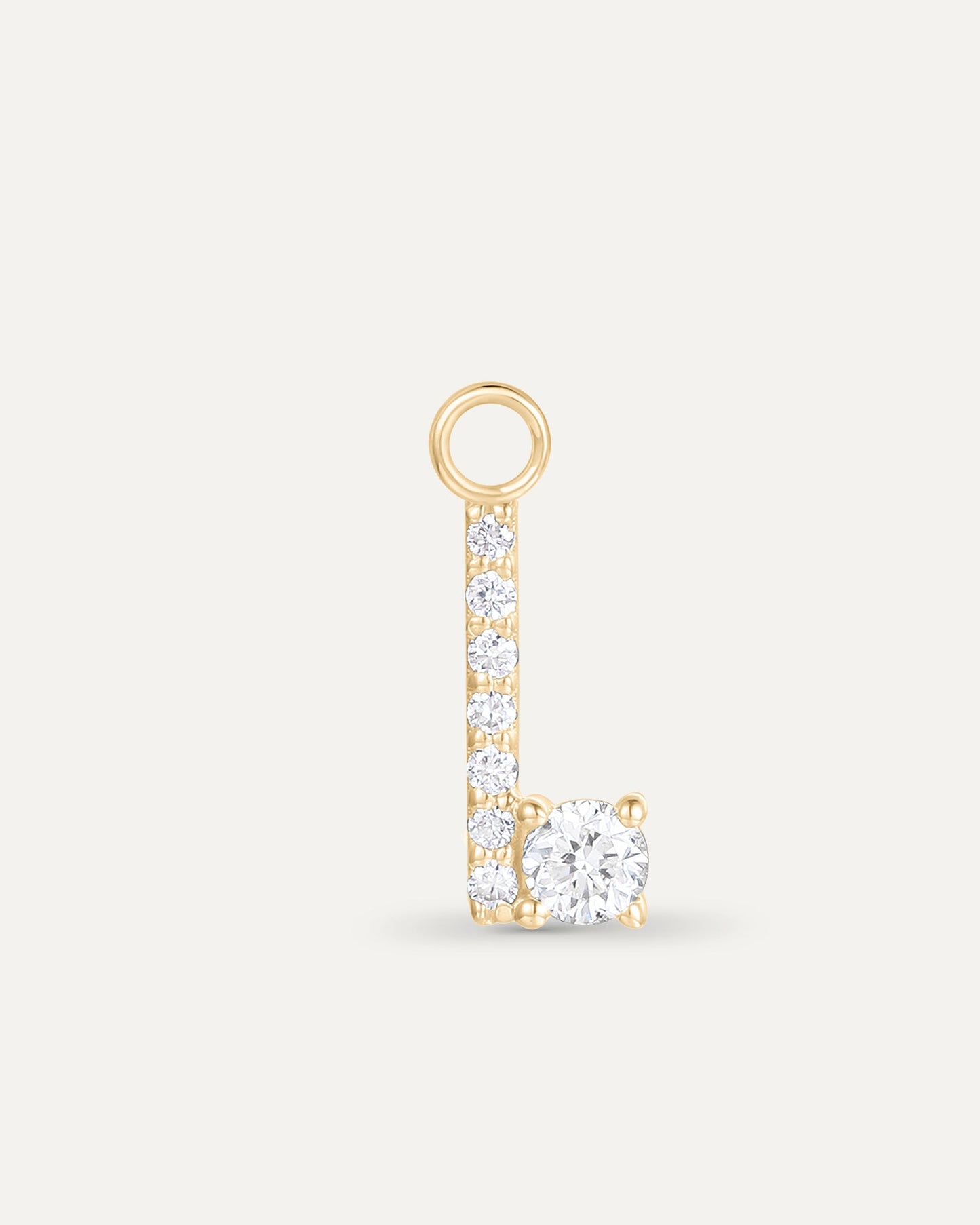 Charm lettre I en or jaune recyclé 14 carats et diamant de synthèse