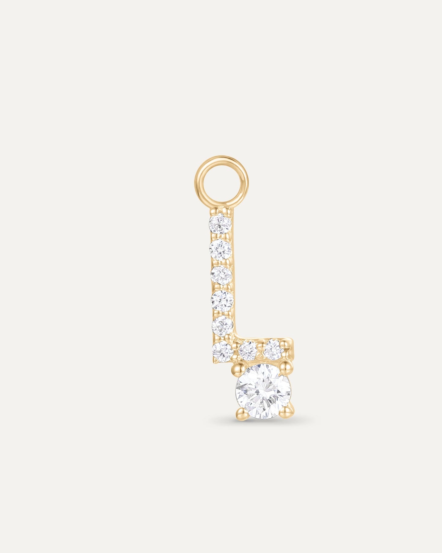 Charm lettre L en or jaune recyclé 14 carats et diamant de synthèse