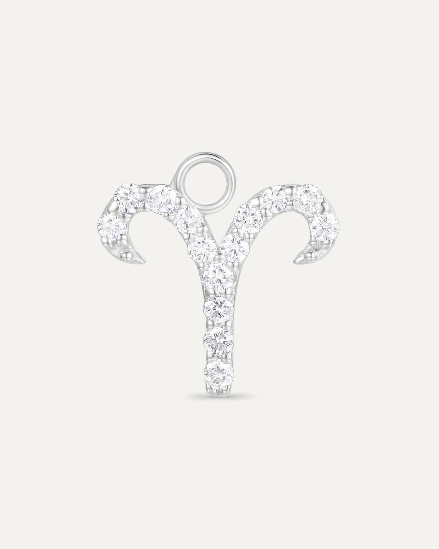 Charm Signe astrologique belier en or blanc recyclé 14 carats et diamant de synthèse
