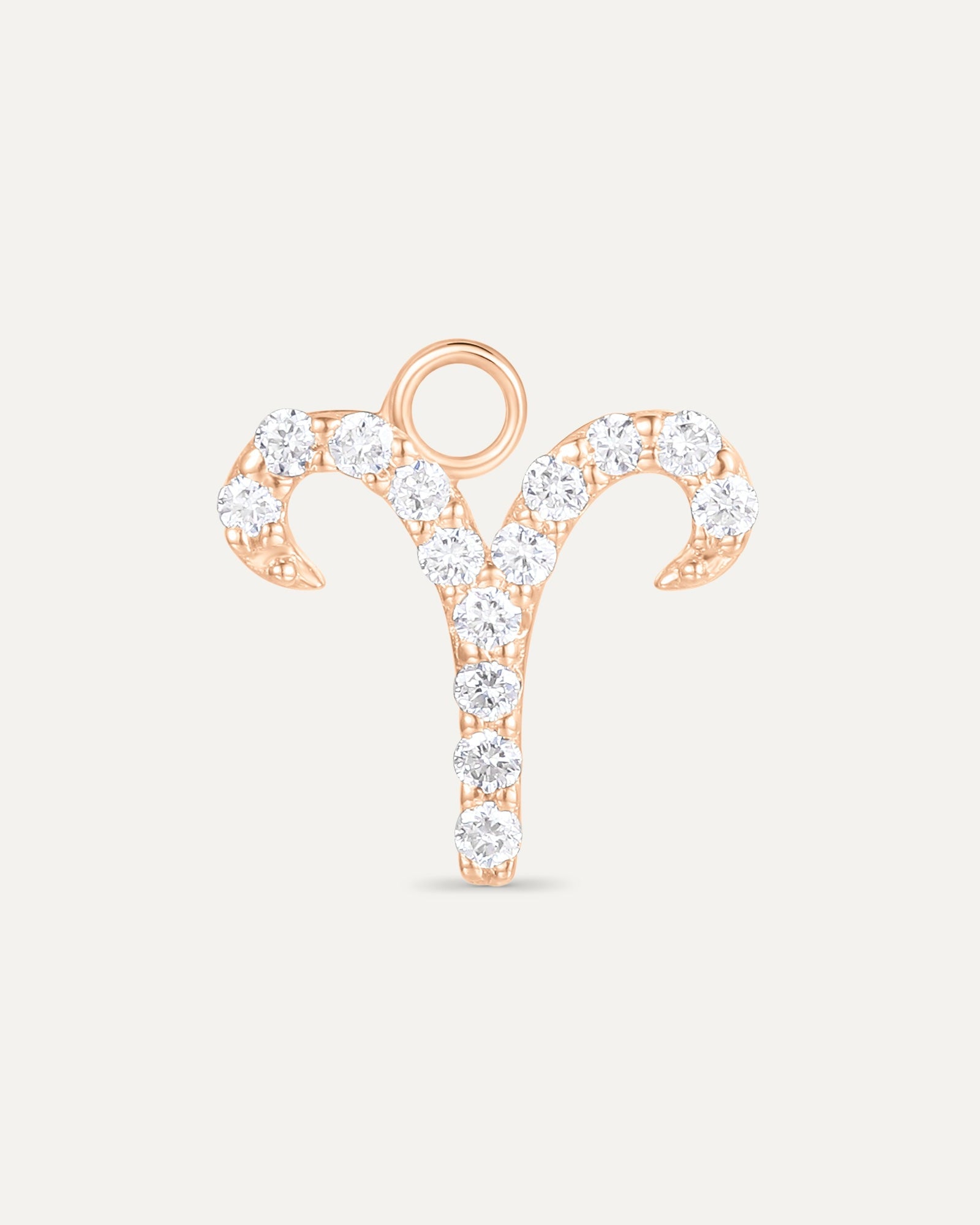 Charm Signe astrologique belier en or rose recyclé 14 carats et diamant de synthèse