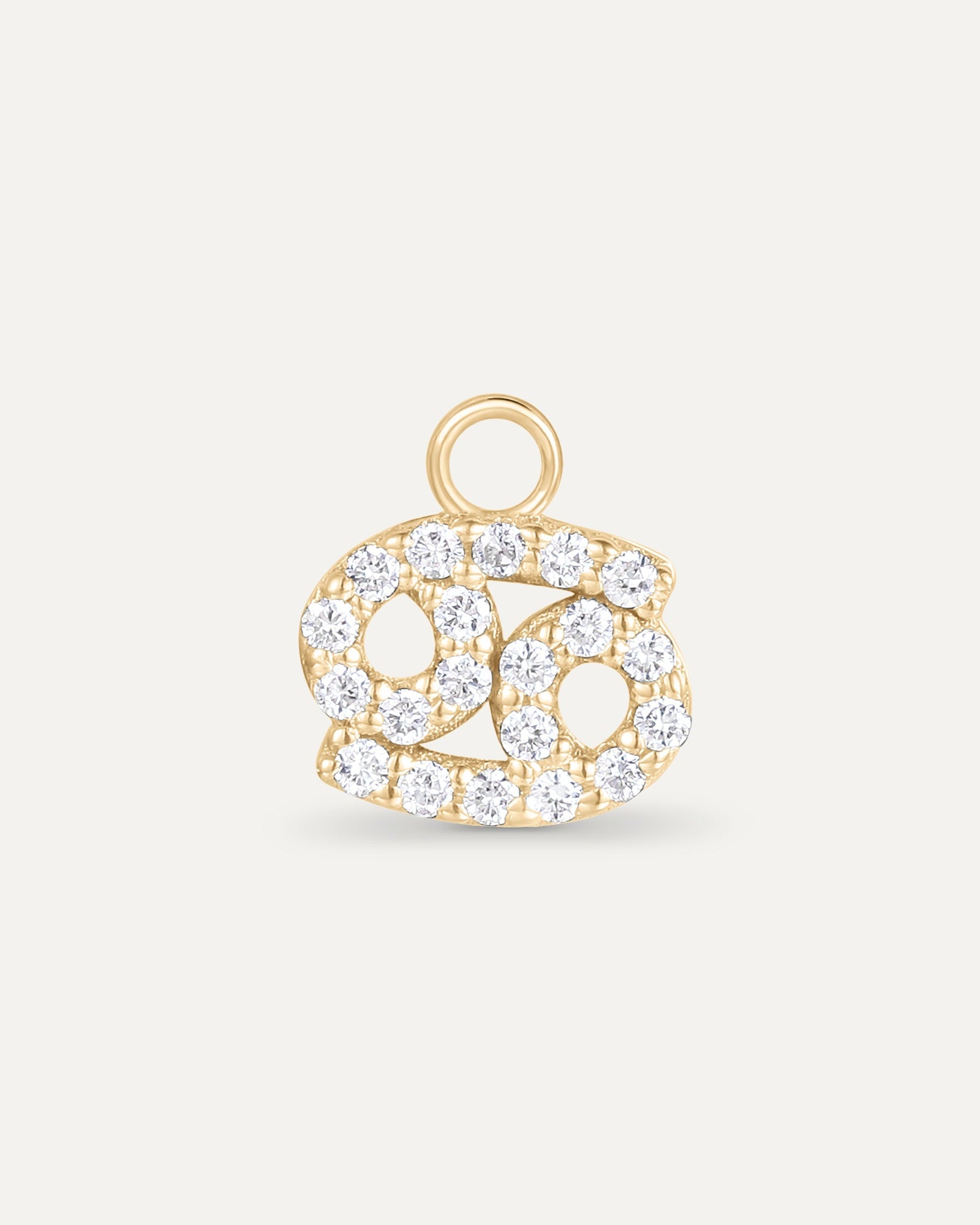 Charm Signe astrologique Cancer en or jaune recyclé 14 carats et diamant de synthèse