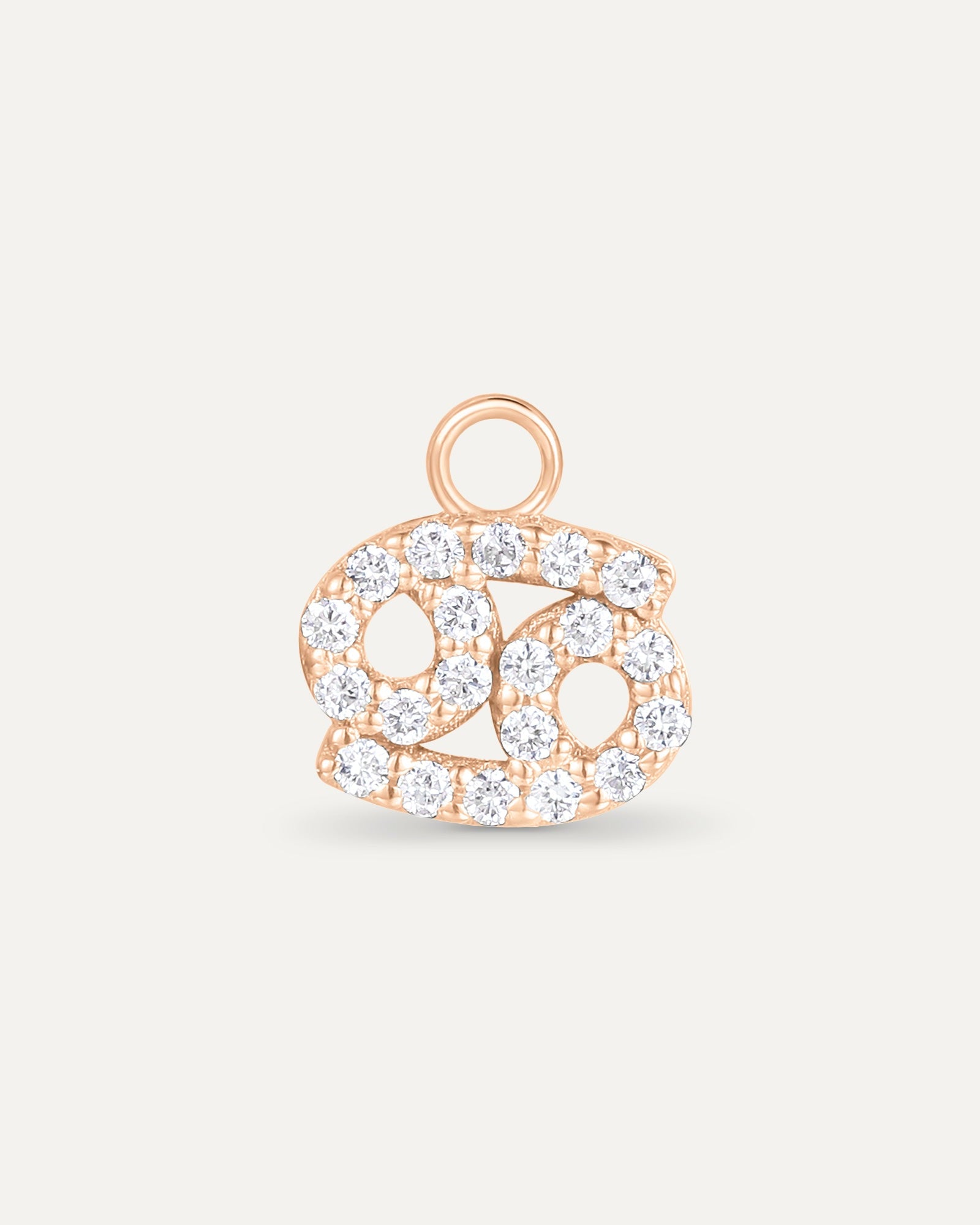 Charm Signe astrologique Cancer en or rose recyclé 14 carats et diamant de synthèse