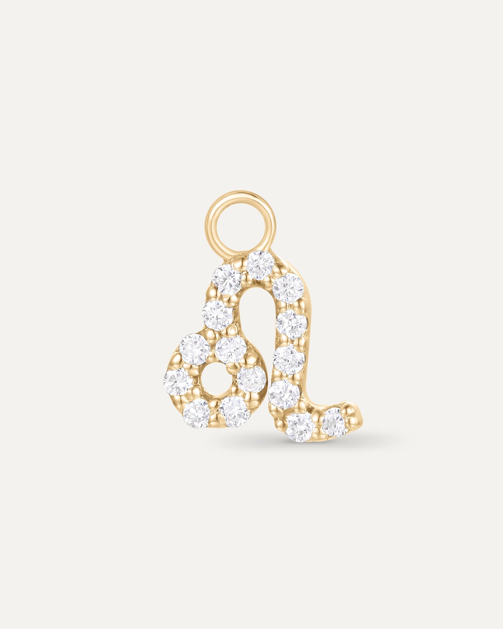 Charm Signe astrologique Lion en or jaune recyclé 14 carats et diamant de synthèse