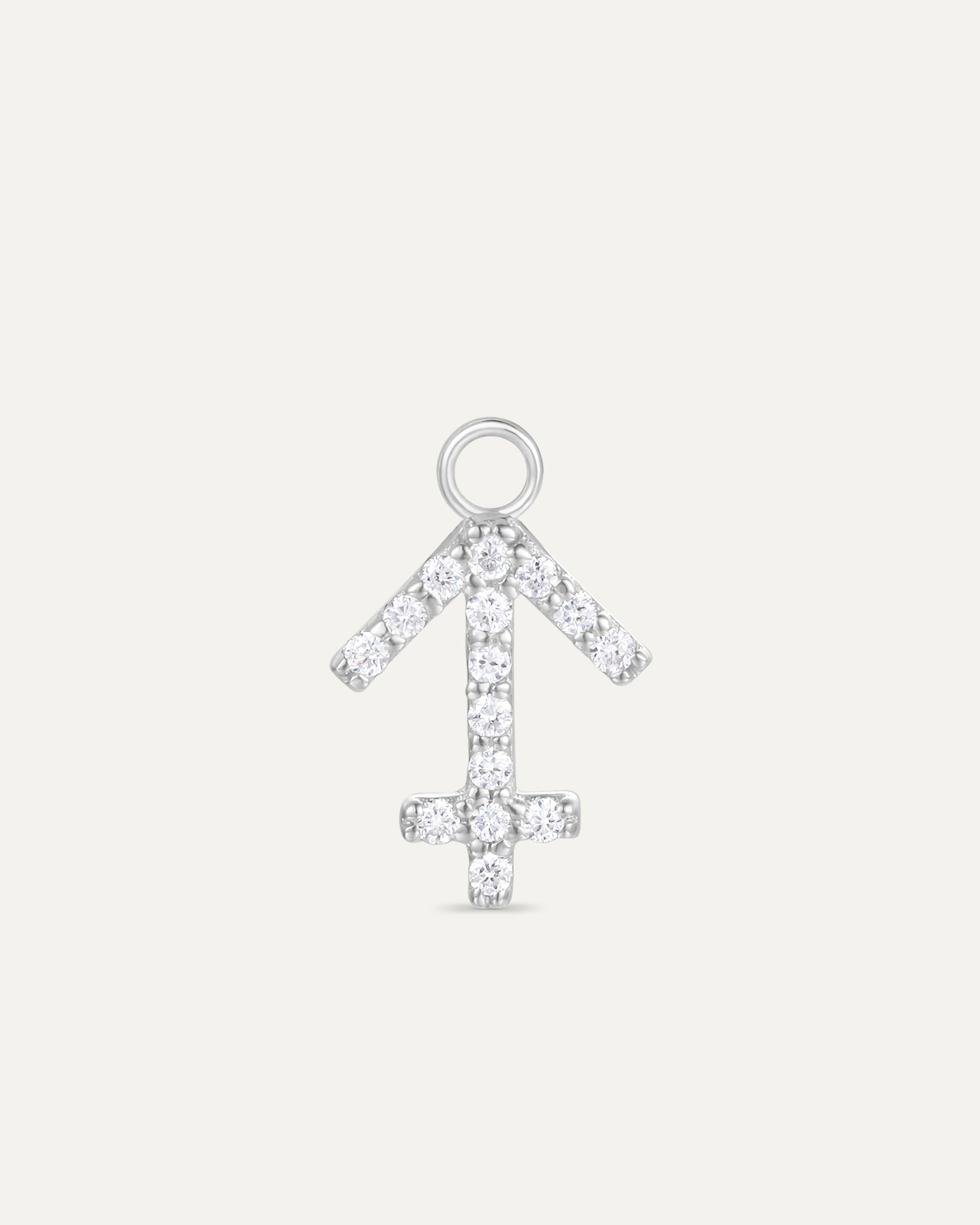 Charm Signe astrologique Sagittaire en or blanc recyclé 14 carats et diamant de synthèse