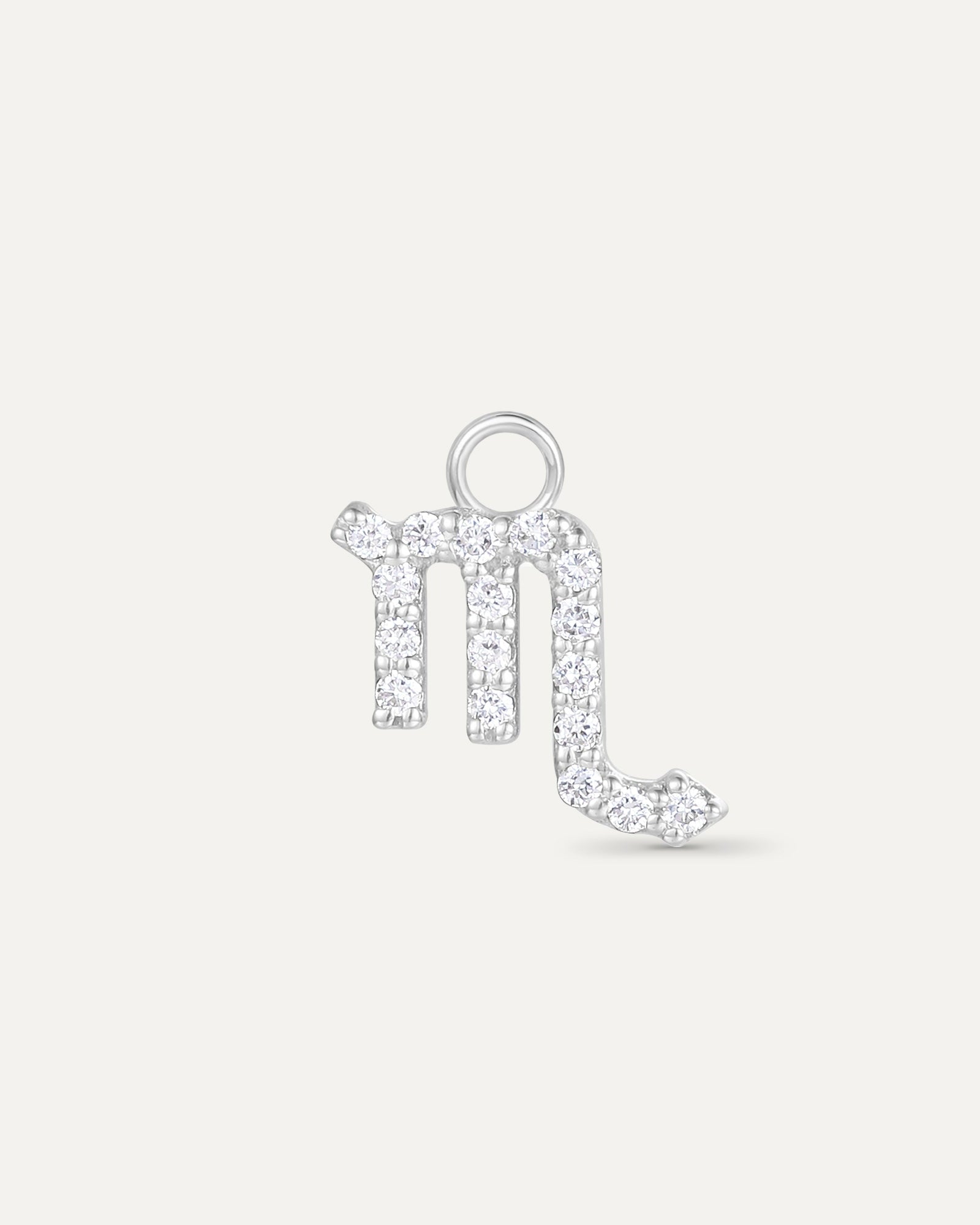 Charm Signe astrologique Scorpion en or blanc recyclé 14 carats et diamant de synthèse