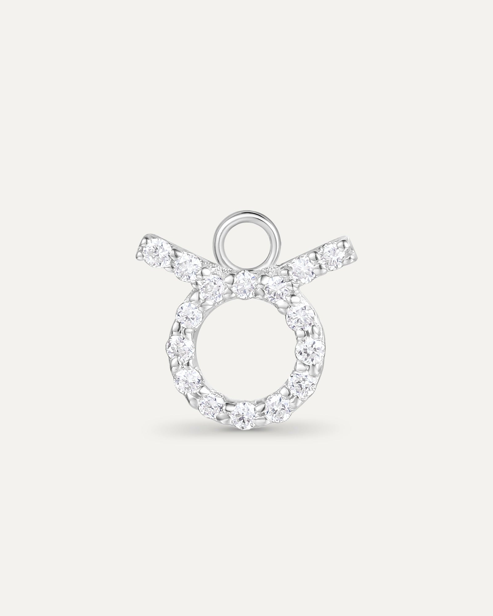 Charm Signe astrologique Taureau en or blanc recyclé 14 carats et diamant de synthèse
