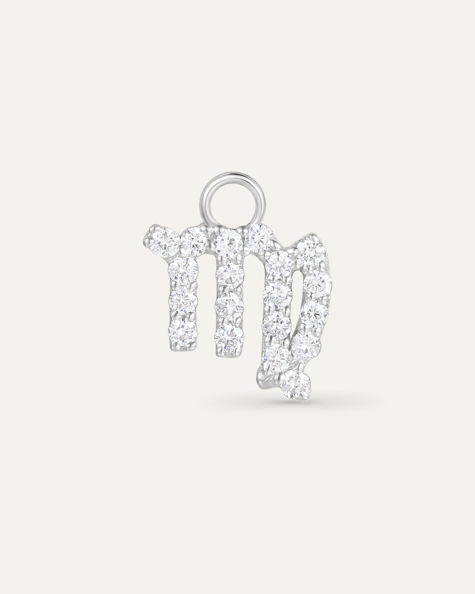 Charm Signe astrologique Vierge en or blanc recyclé 14 carats et diamant de synthèse