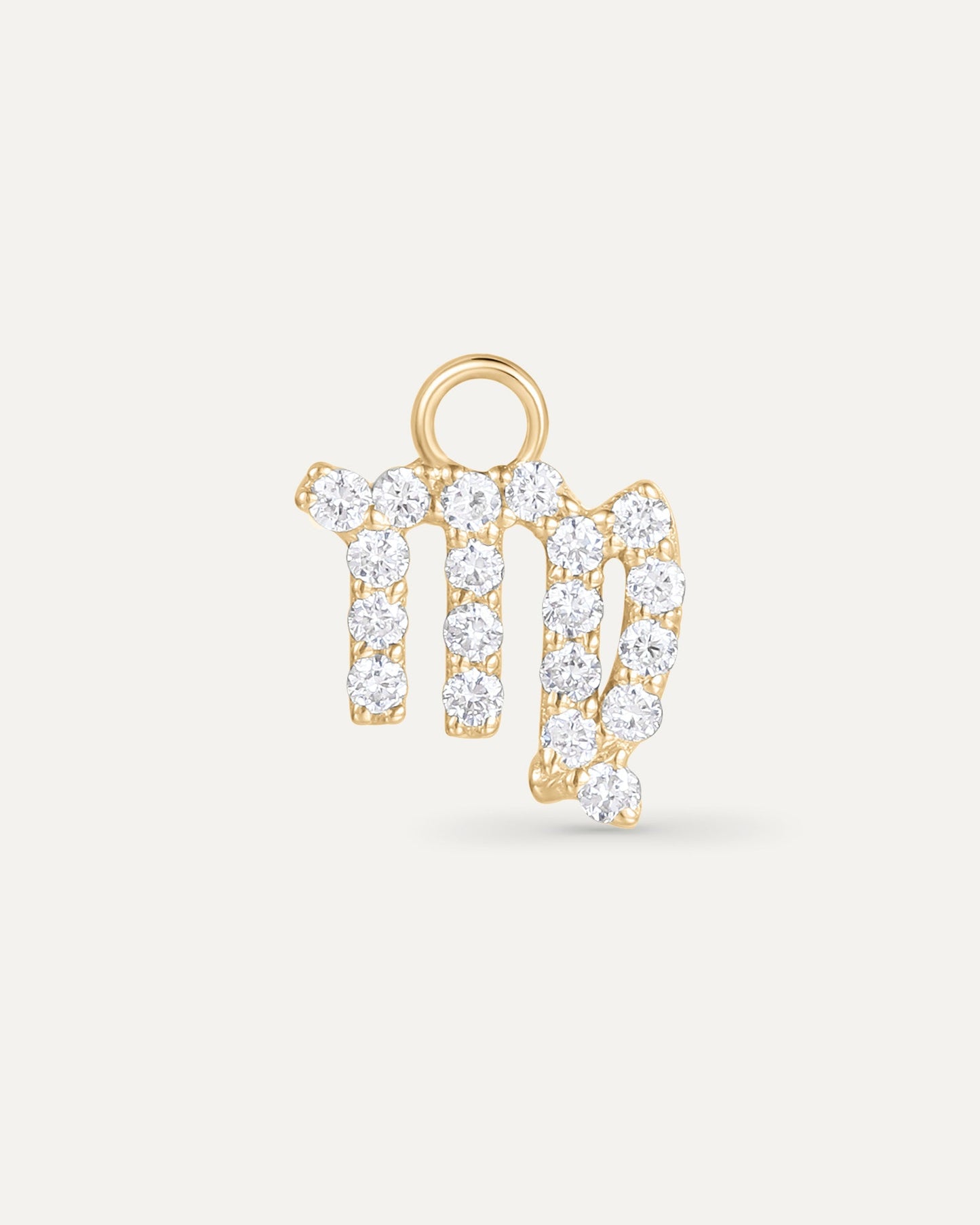 Charm Signe astrologique Vierge en or jaune recyclé 14 carats et diamant de synthèse