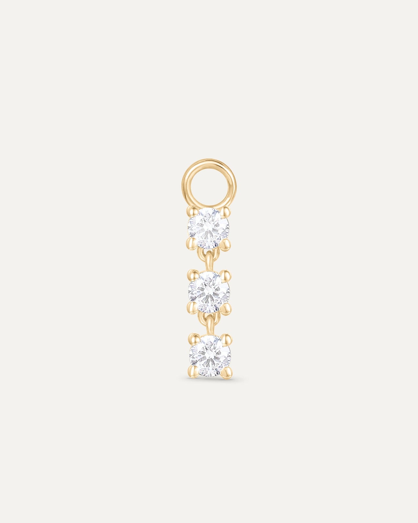 Charm Trois diamants en or jaune recyclé 14 carats et diamant de synthèse