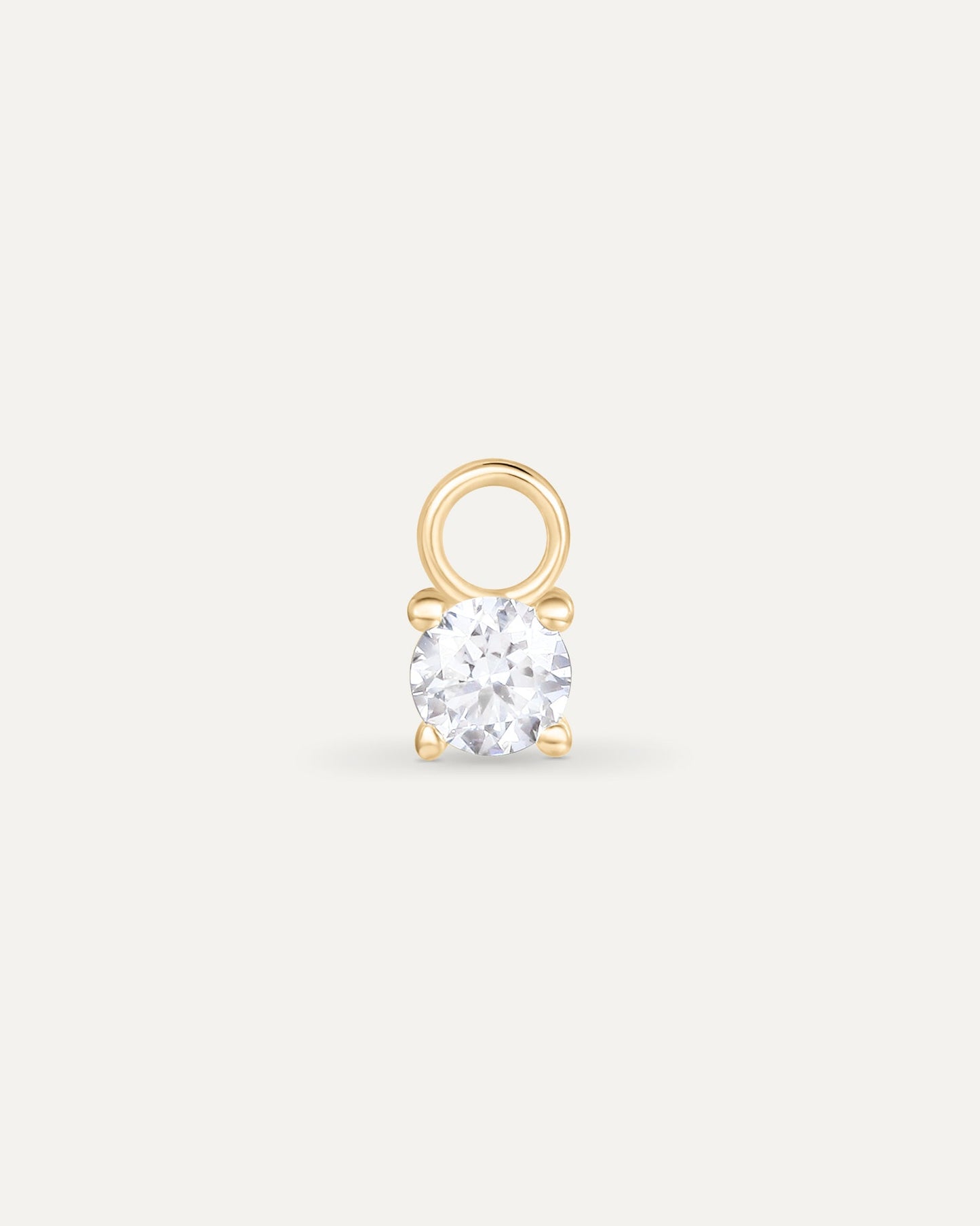 Charm un diamant en or jaune recyclé 14 carats et diamant de synthèse
