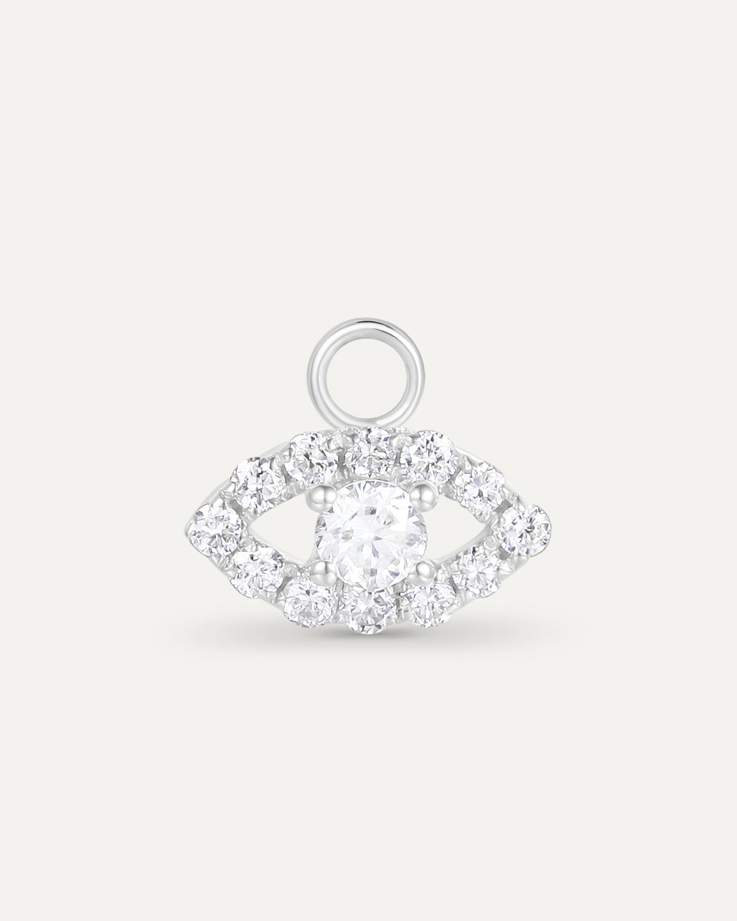 Charm Œil en or blanc recyclé 14 carats et diamant de synthèse