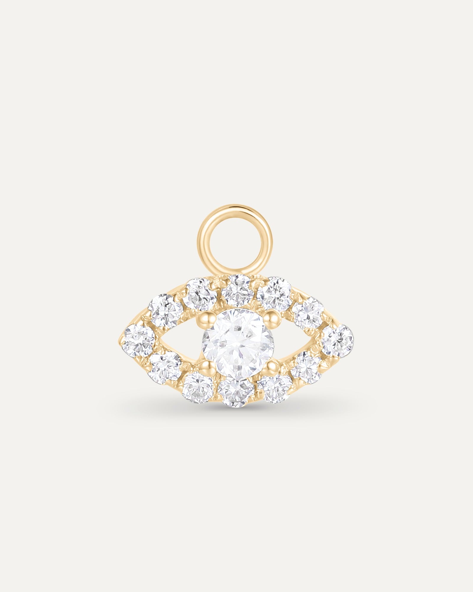 Charm Œil en or jaune recyclé 14 carats et diamant de synthèse