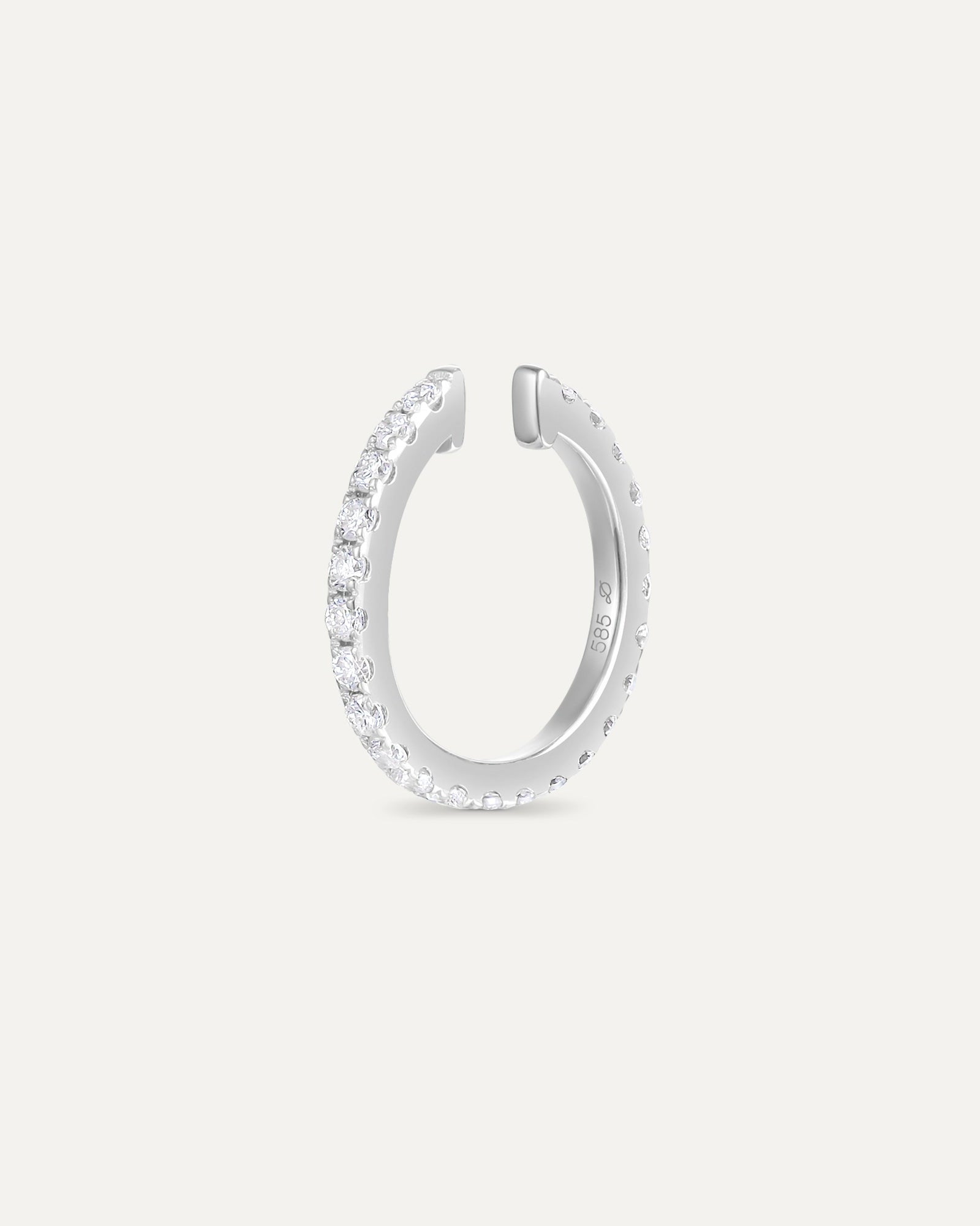 Earcuff Pavé en or blanc recyclé 14 carats et diamant de synthèse