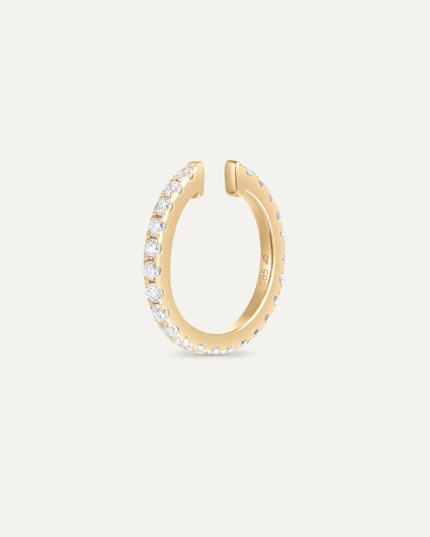 Earcuff Pavé en or jaune recyclé 14 carats et diamant de synthèse