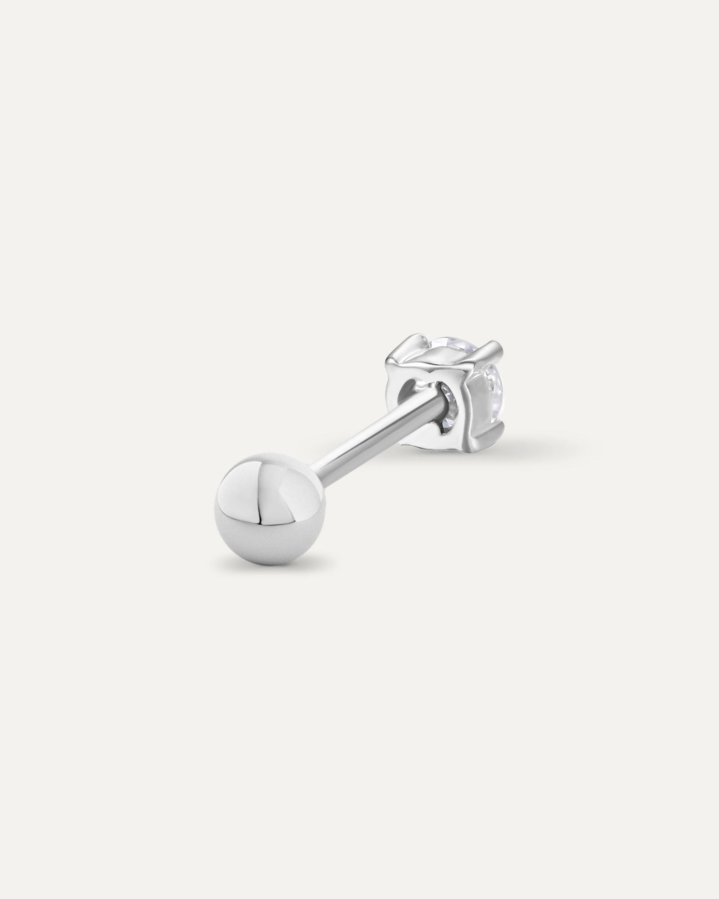 Piercing avec diamant en or blanc recyclé 14 carats et diamant de synthèse