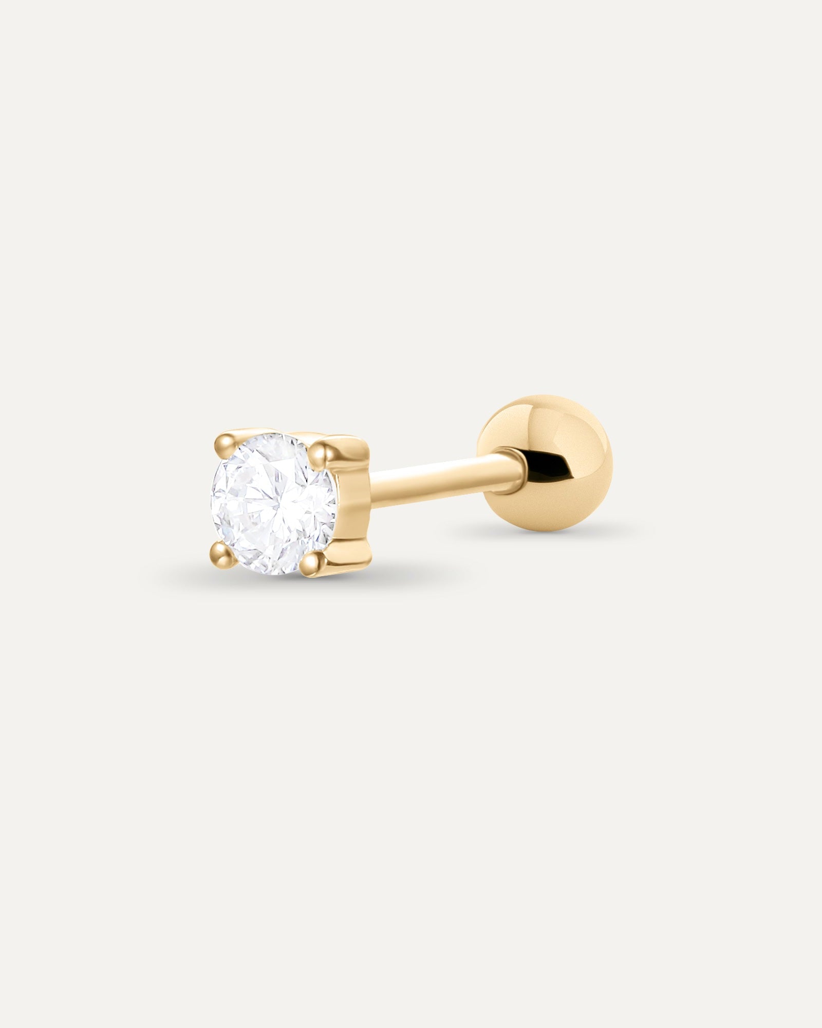 Piercing avec un diamant en or jaune recyclé 14 carats et diamant de synthèse