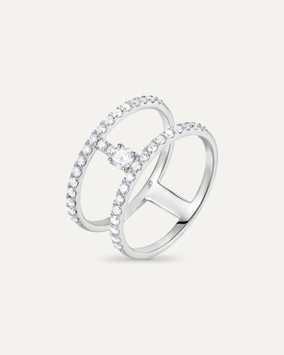 Bague Must Pavée Deux Rangs
