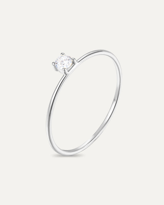 Bague diamant solitaire 0,10 carat en or massif 375 blanc