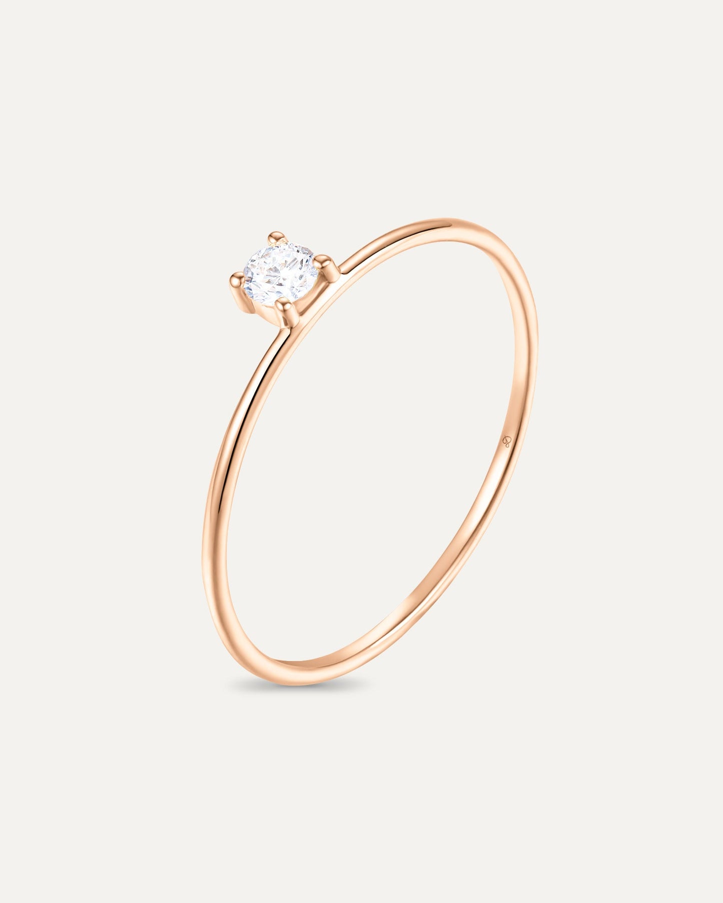Bague diamant solitaire 0,10 carat en or massif 375 rose