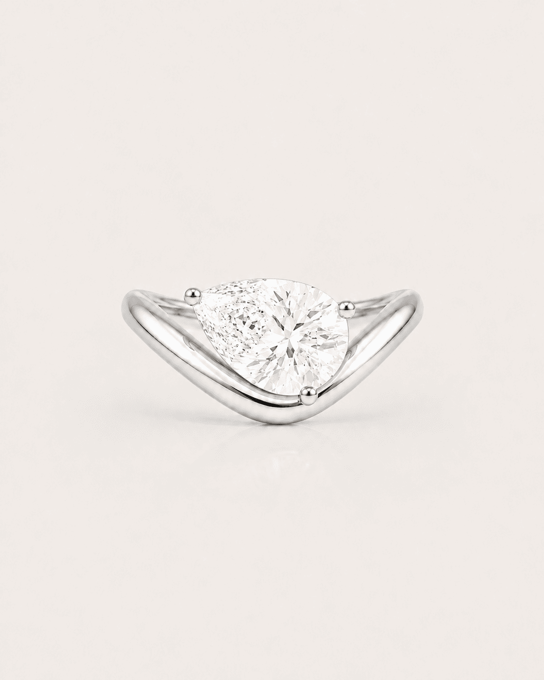 Bague LA POIRE Dune 1 ct — or blanc massif 14 carats anneau sculpté diamant synthèse taille poire D VS+ DYAMKA