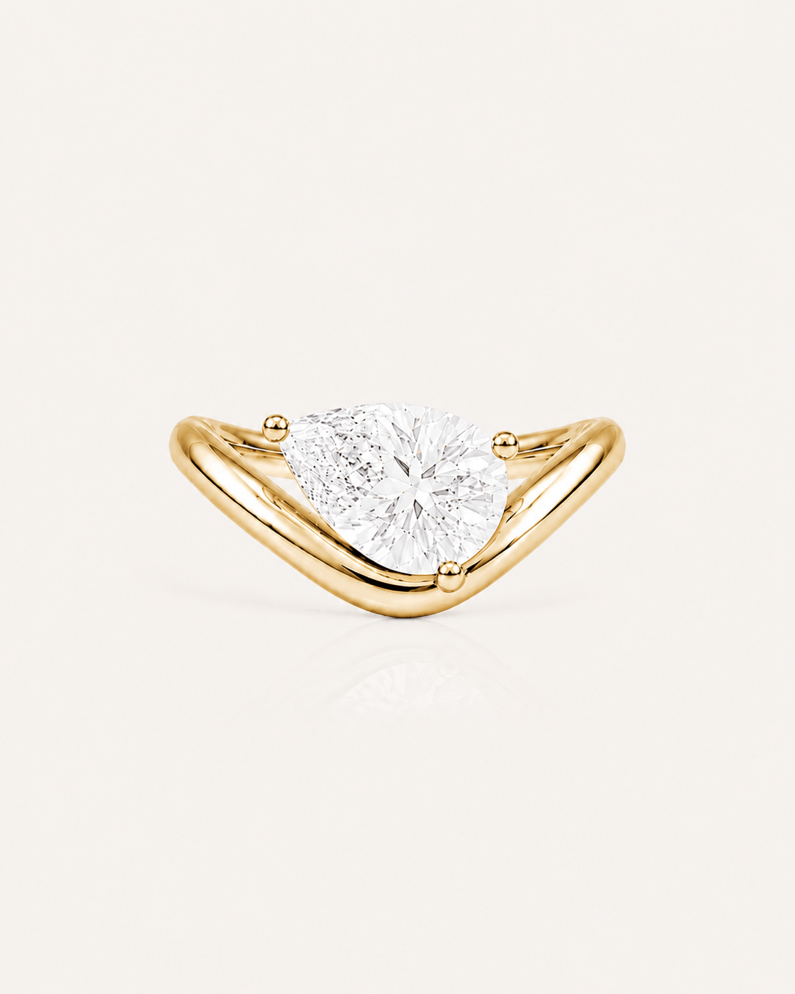 Bague LA POIRE Dune 1 ct — or jaune massif 14 carats anneau sculpté diamant synthèse taille poire D VS+ DYAMKA