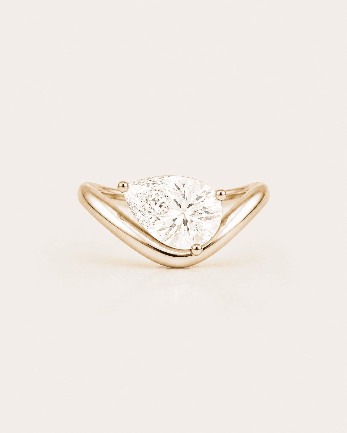 Bague LA POIRE Dune 1 ct — or jaune massif 14 carats anneau sculpté diamant synthèse taille poire D VS+ DYAMKA