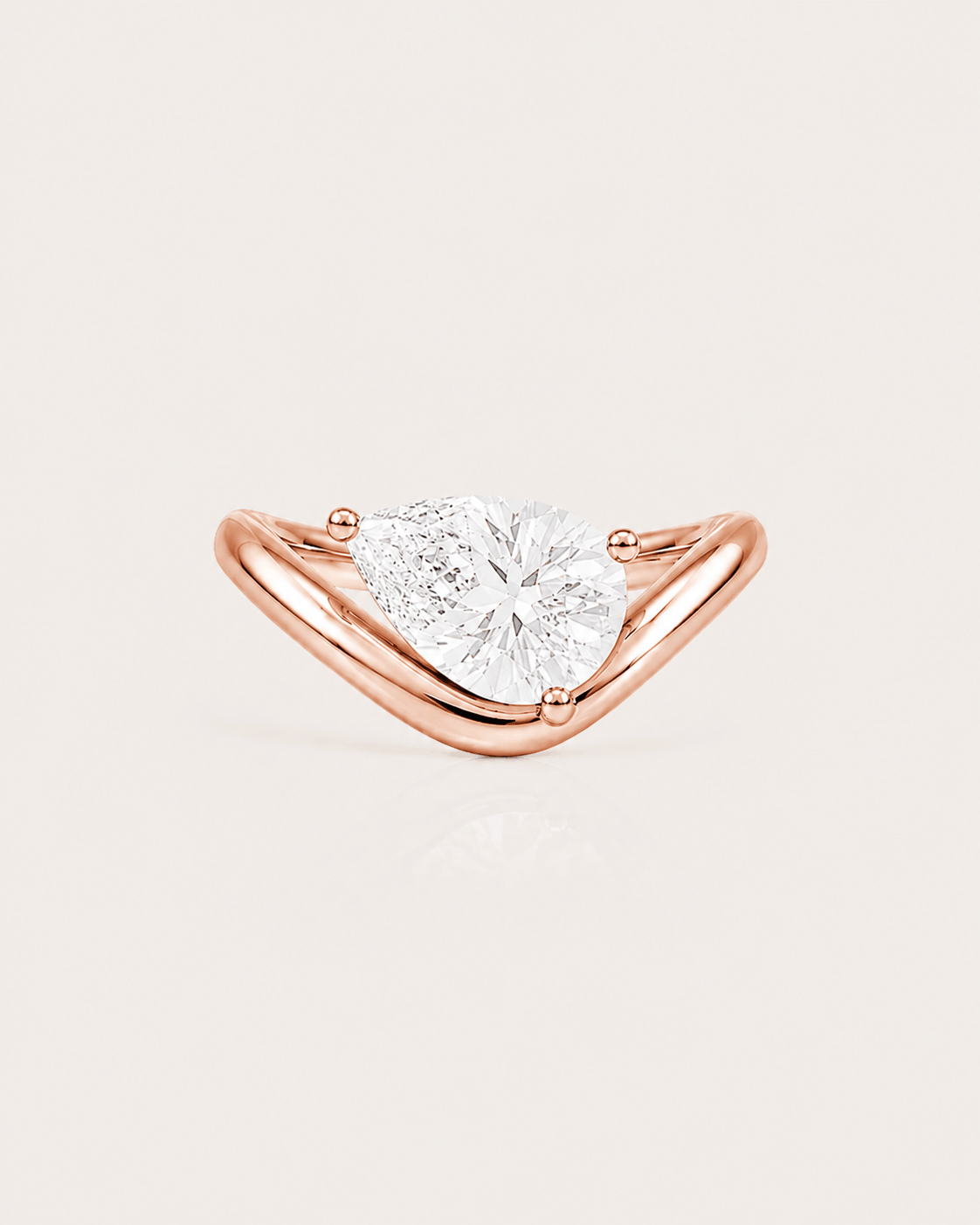 Bague LA POIRE Dune 1 ct — or rose massif 14 carats anneau sculpté diamant synthèse taille poire D VS+ DYAMKA