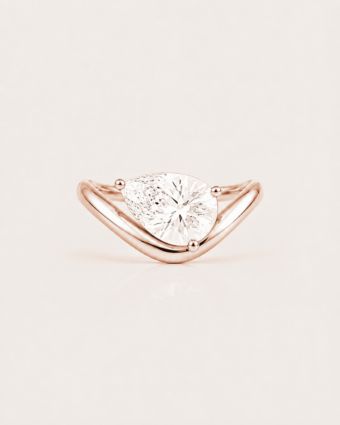 Bague LA POIRE Dune 1 ct — or rose massif 14 carats anneau sculpté diamant synthèse taille poire D VS+ DYAMKA