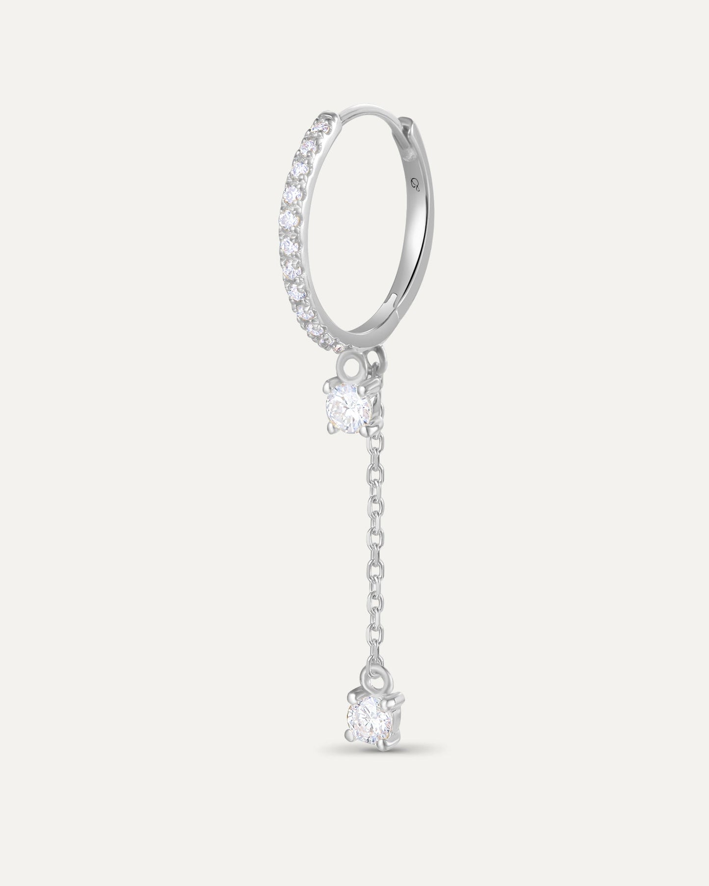 Créole pavée chaîne pendante en or massif 375 blanc