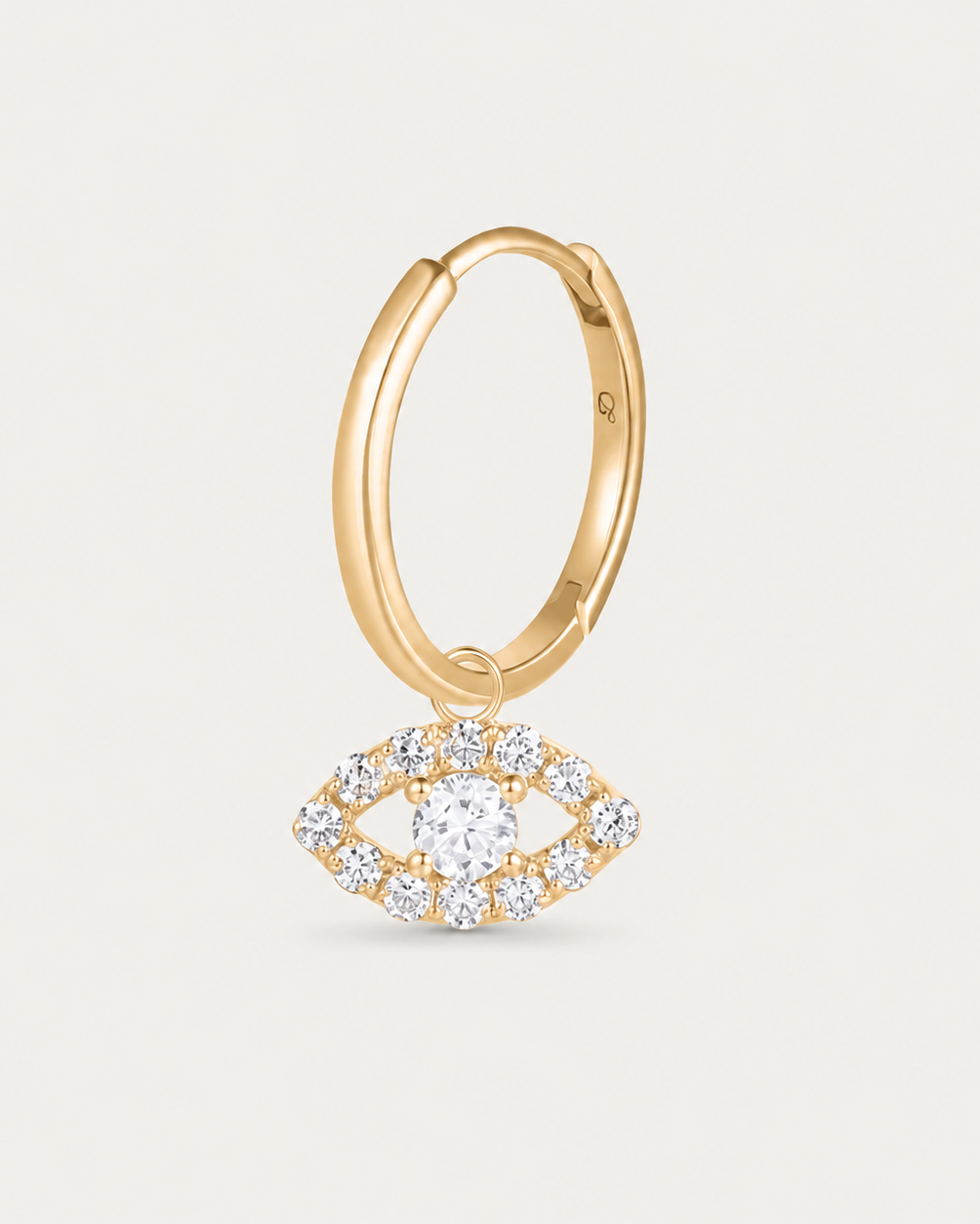 Boucle d'oreille MUST Créole Œil — or jaune massif 14 carats charm œil pavé diamants