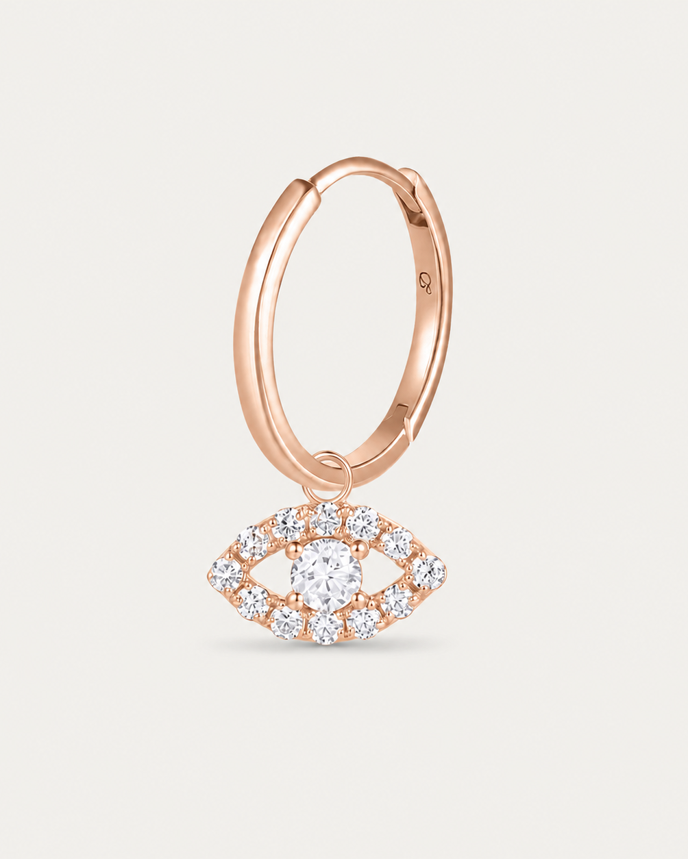 Boucle d'oreille MUST Créole Œil — or rose massif 14 carats charm œil pavé diamants
