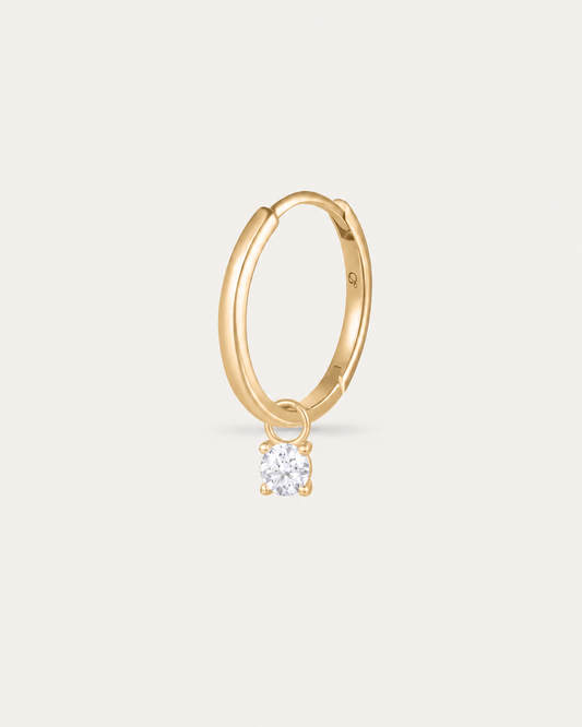 Boucle d'oreille MUST Créole Solo — or jaune massif 14 carats diamant synthèse