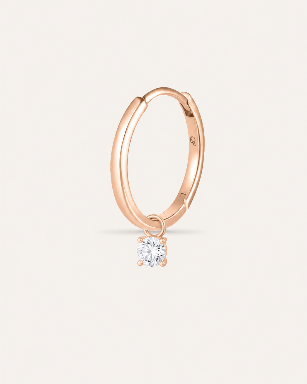 Boucle d'oreille MUST Créole Solo — or rose massif 14 carats diamant synthèse