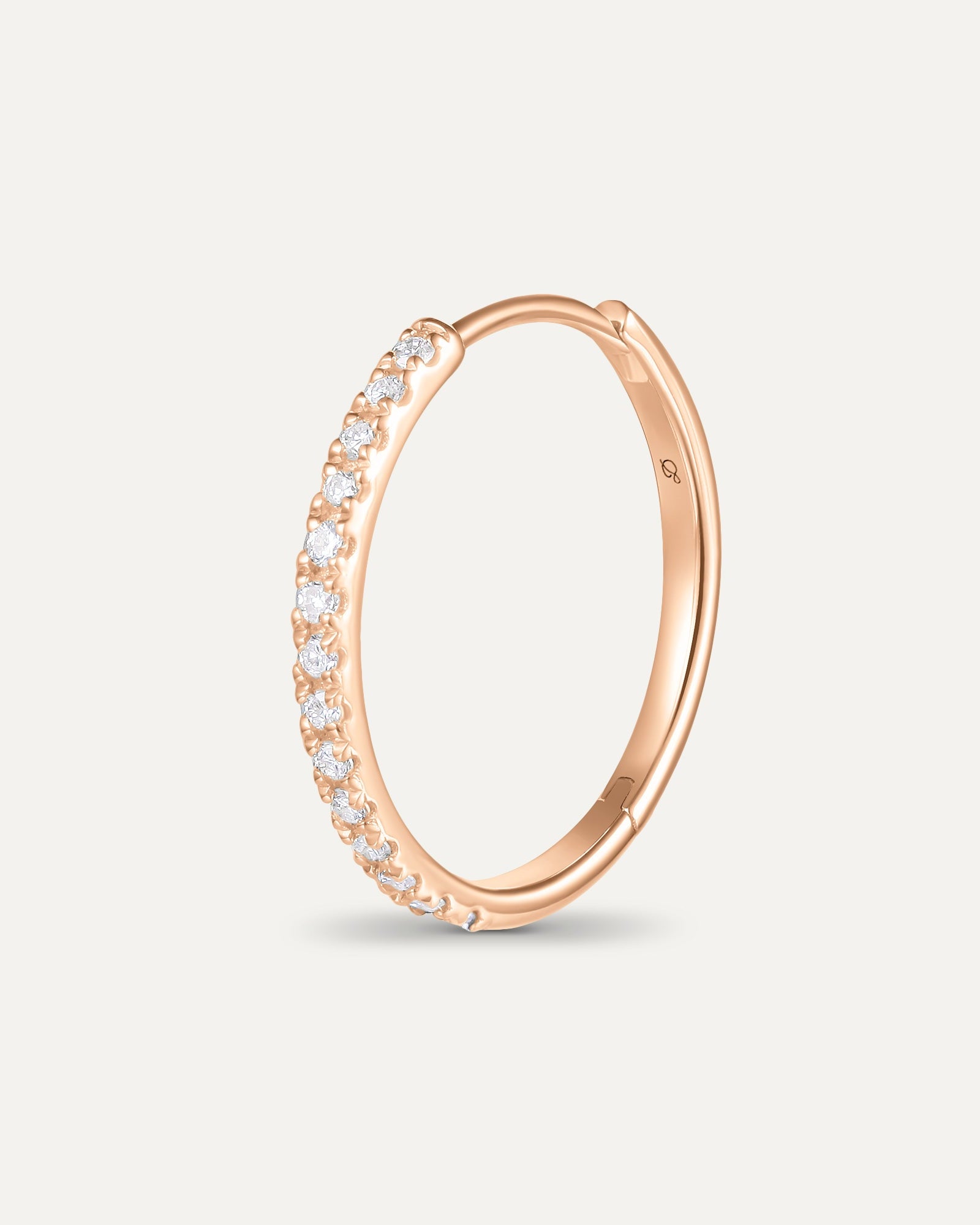 Créoles pavées diamant 12mm en or massif 375 rose